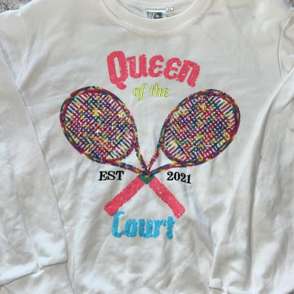 Queen of sparkles tennis sweatshirt